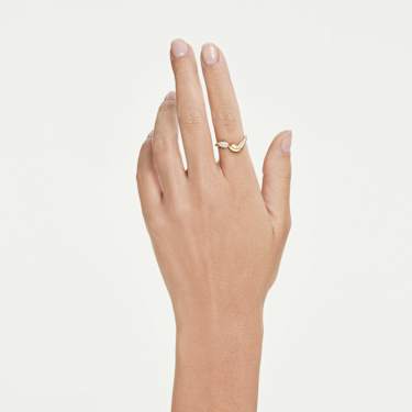 Classica open ring, Round cut, White, Sterling silver, 18K gold finish - Swarovski, 5746351