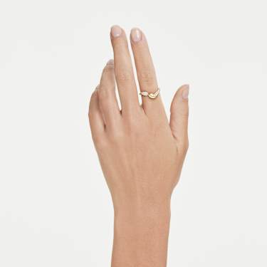 Classica 开口戒指, 圆形切割, 白色, 925 银，金色饰面 - Swarovski, 5746567