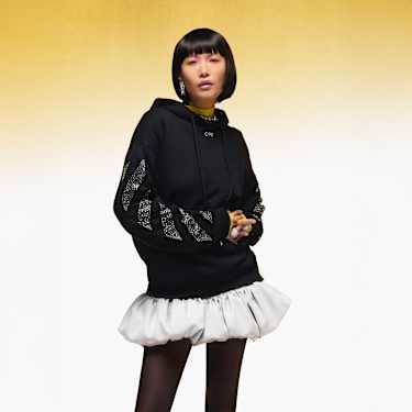 Off-White™ Bluza z kapturem Arrow, czarna - Swarovski, 5746765