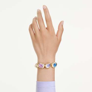Gema Armreif, Übergroße Kristalle, Verschiedene Schliffe, Mehrfarbig, Goldlegierungsschicht - Swarovski, 5746902