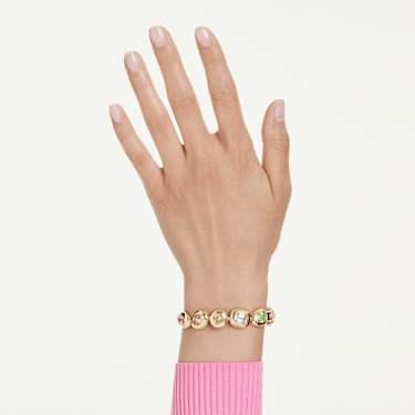 Gema bangle, Mixed cuts, Multicoloured, Gold-tone plated - Swarovski, 5746903