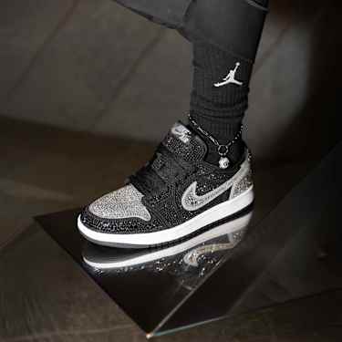 Women's Air Jordan 1 Retro Low OG sneaker with Swarovski Crystals, Black - Swarovski, 5747231
