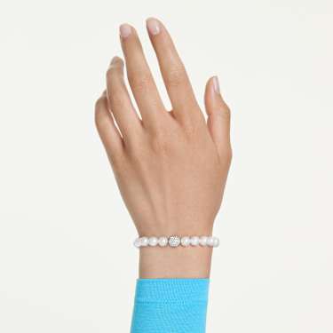 Matrix armband, Crystal Pearl, Wit, Rodium toplaag - Swarovski, 5747747