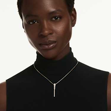 Mesmera Y necklace, Mixed cuts, White, 18K gold finish - Swarovski, 5747997