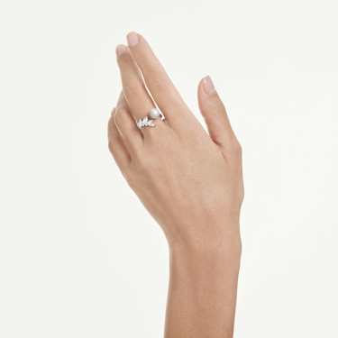 Mesmera open ring, Crystal pearl, Marquise cut, White, Rhodium plated - Swarovski, 5748009