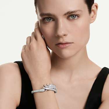 Brățară fixă Vienna, Tăieturi mixte, Lebădă, Albă, Placat cu rodiu - Swarovski, 5749066