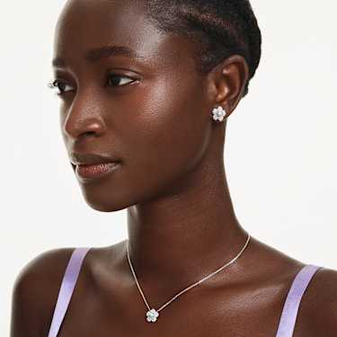 Ariana Grande x Swarovski szett, Kristálygyöngy, Körmetszéses, Virág, Fehér, Ródium bevonattal - Swarovski, 5749180