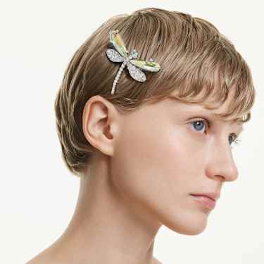 Ariana Grande x Swarovski broche en haaraccessoire, Crystal Pearl, Verschillende slijpvormen, Libelle, Witte, Rodium toplaag - Swarovski, 5749193