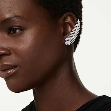 Vienna 이어링, 믹스 컷, 깃털, 화이트, 로듐 플래팅 - Swarovski, 5749211