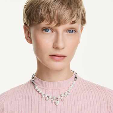 Idyllia ネックレス, クリスタル・パール, ミックスカット, ホワイト