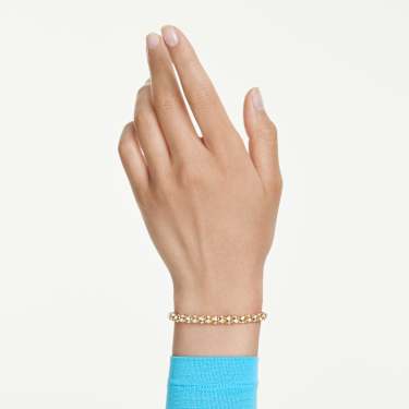 Brățară Dextera, Tăietură rotundă, Alb, Finisaj în nuanță aurie - Swarovski, 5750170