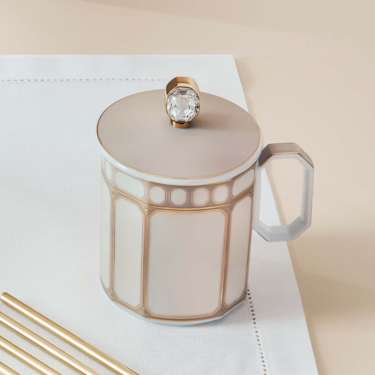 Taza con tapa Signum, Porcelana, Beige - Swarovski, 5750245