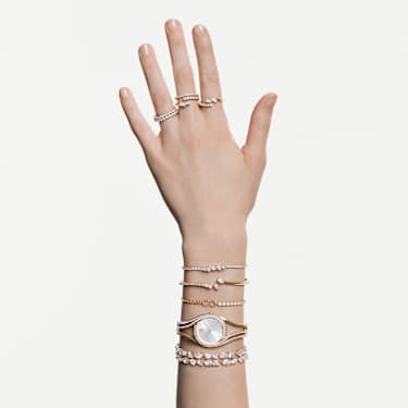 Matrix Vittore band ring, Round cut, White, Gold-tone plated - Swarovski, 5750615