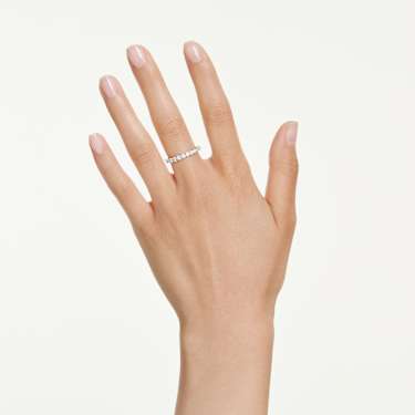 Verighetă Matrix Vittore, Tăietură rotundă, Alb, Placat cu auriu - Swarovski, 5750616