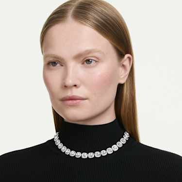 Una Angelic necklace, Cushion cut, White, Rhodium plated - Swarovski, 5751326