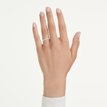 V-prstan obroček Eternity, Laboratorijsko gojeni diamanti 0,25 ct tw, Okrogla oblika, 18-karatno belo zlato - Swarovski, 5751456