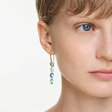 Gema drop earrings, Mixed cuts, Multicolored, Gold-tone plated - Swarovski, 5752579