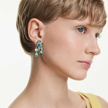 Gema earrings, Mixed cuts, Multicolored, 18K gold finish - Swarovski, 5752580