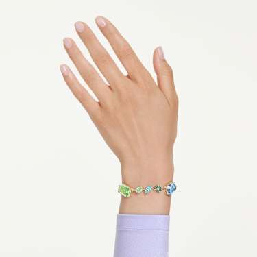 Gema bracelet, Mixed cuts, Multicolored, 18K gold finish - Swarovski, 5752590