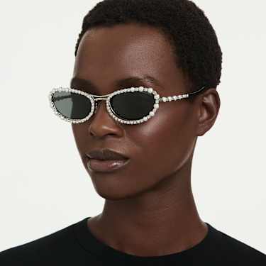 Ochelari de soare, Formă ovală, Clip-on 2 în 1, SK7044, Nuanță argintie - Swarovski, 5752912