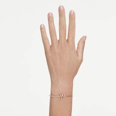 Hyperbola bangle, Mixed cuts, Bow, White, 18K rose gold finish - Swarovski, 5753330