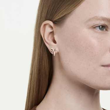 Hyperbola stud earrings, Mixed cuts, Bow, White, 18K rose gold finish - Swarovski, 5753335