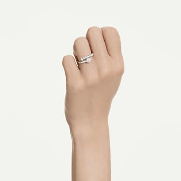 Matrix nyitott gyűrű, Körmetszéses, Fehér, Ródium bevonattal - Swarovski, 5753573