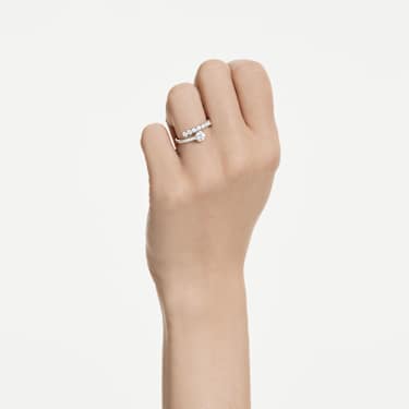 Matrix Öppen ring, Rundslipad, Vit, Rodiumpläterad - Swarovski, 5753575
