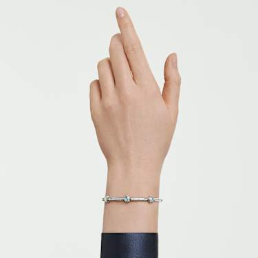 Chroma bangle, Mixed cuts, Star, White, Rhodium plated - Swarovski, 5754178