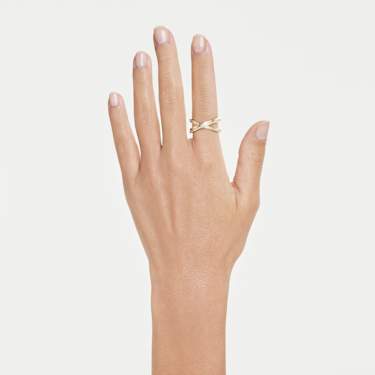 Delta band ring, Round cut, White, 18K gold finish - Swarovski, 5754384