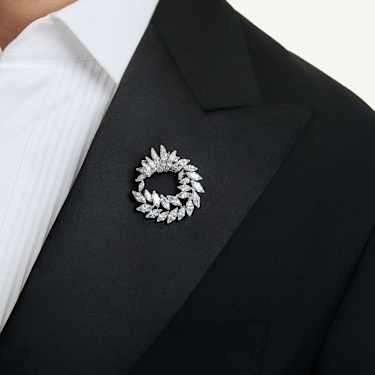 Mesmera 브로치, 마퀴즈 컷, 화이트, 로듐 플래팅 - Swarovski, 5754566