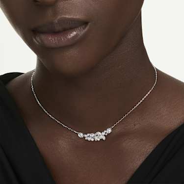 Diapason 項鏈, 混合式切割, 白色, 鍍白金色 - Swarovski, 5754987