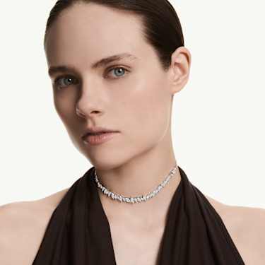 Ras-de-cou Mesmera, Taille marquise, Blanc, Métal rhodié - Swarovski, 5755905