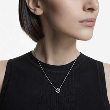 Una Angelic pendant, Mixed cuts, Green, Rhodium plated - Swarovski, 5757785
