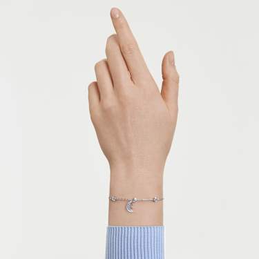 Brățară Symbolica, Tăietură rotundă, Lună, Albastră, Placat cu rodiu - Swarovski, 5757840