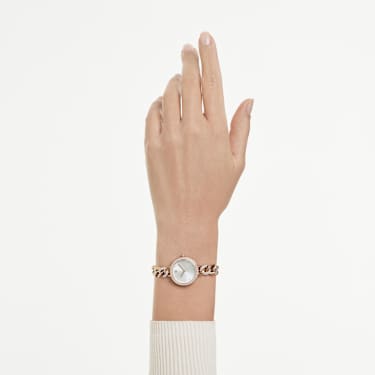 Cocktail round watch, Round cut, Metal bracelet, Gold tone, Gold-tone finish - Swarovski, 5759698