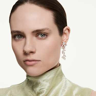 Constella earrings, Round cut, White, 18K rose gold finish - Swarovski, 5760992