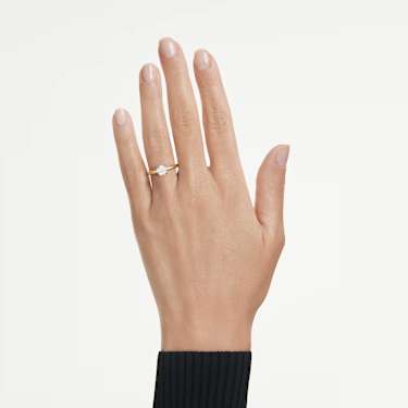 Eternity solitaire ring, Lab-grown diamonds 1.0 ct tw, Round shape, White, 14K yellow gold - Swarovski, 5762541