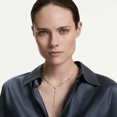 Imber สร้อยคอรูปตัว Y, เจียระไนทรงกลม, ขาว, ตกแต่งผิวด้วยโรสโกลด์ 18K - Swarovski, 5763813
