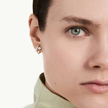 Matrix clip earrings, Round cut, White, 18K rose gold finish - Swarovski, 5763822