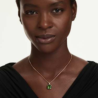Millenia pendant, Cushion cut, Green, 18K gold finish - Swarovski, 5764821
