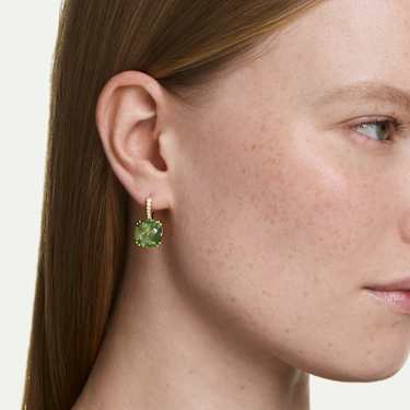 Millenia ドロップピアス, クッションカット, グリーン, 18Kゴールド