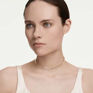 Mesmera チョーカー, ミックスカット, ホワイト, 18Kゴールドコーティング - Swarovski, 5765175
