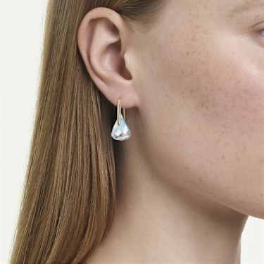 Orecchini pendenti Lunar, Taglio Oval, Bianchi, Finitura oro 18K - Swarovski, 5766798