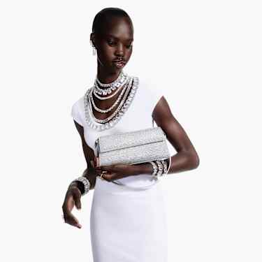 Sublima bag, Crystals, Leather, Silver Tone - Swarovski, 5769031