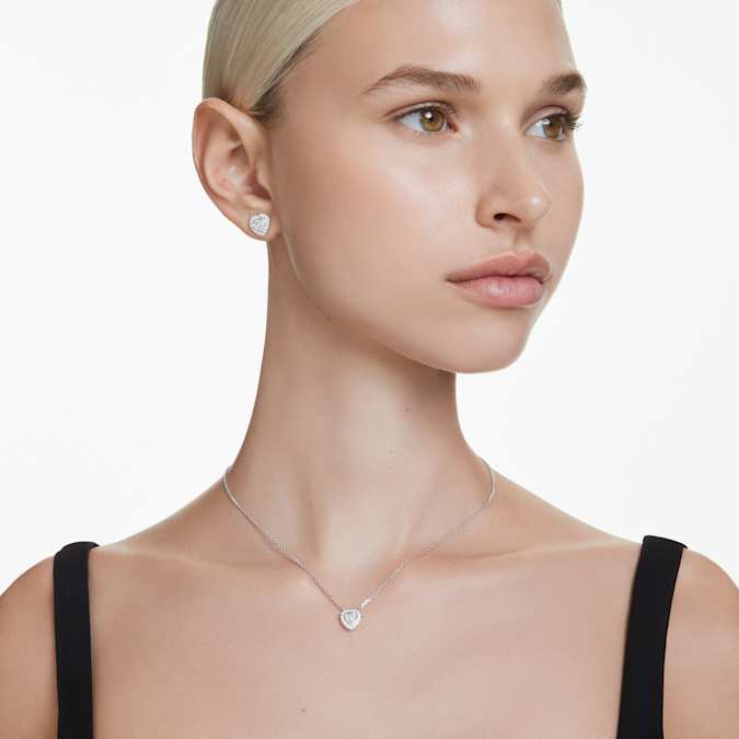 Ariana Grande x Swarovski set - Mixed cuts, Heart, White, Rhodium plated