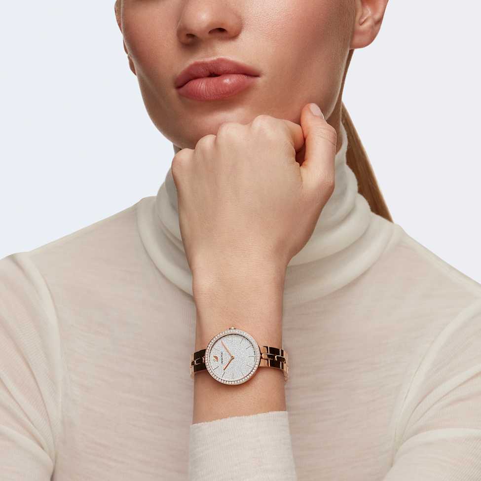 Cosmopolitan watch, Swiss Made, Metal bracelet, Rose gold tone, Rose gold-tone finish by SWAROVSKI