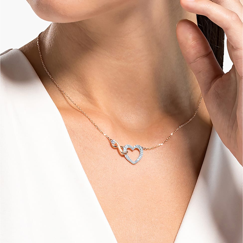 Swarovski Infinity necklace, Infinity and heart, White, Mixed metal finish by SWAROVSKI