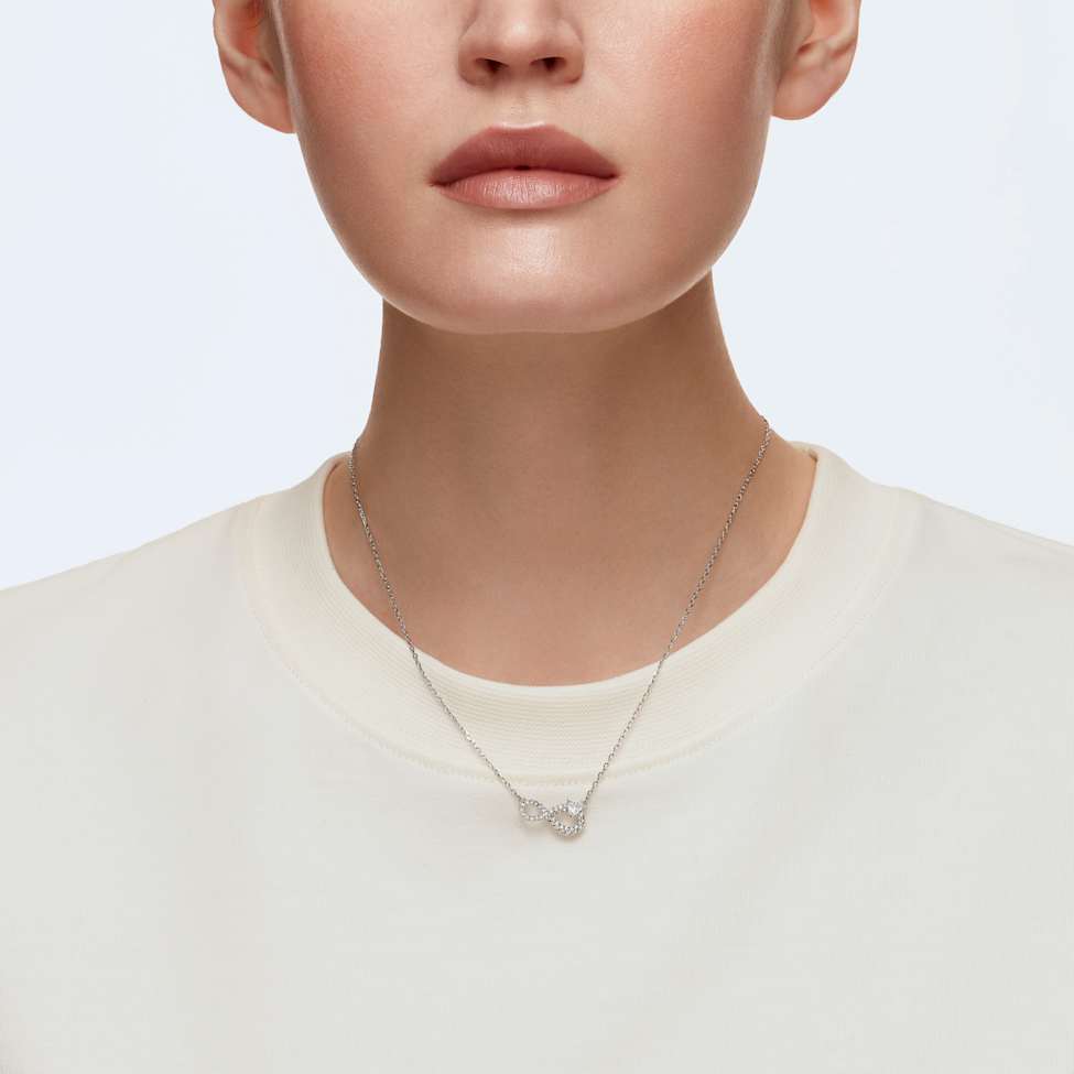 Swarovski Infinity necklace, Infinity, White, Rhodium plated by SWAROVSKI