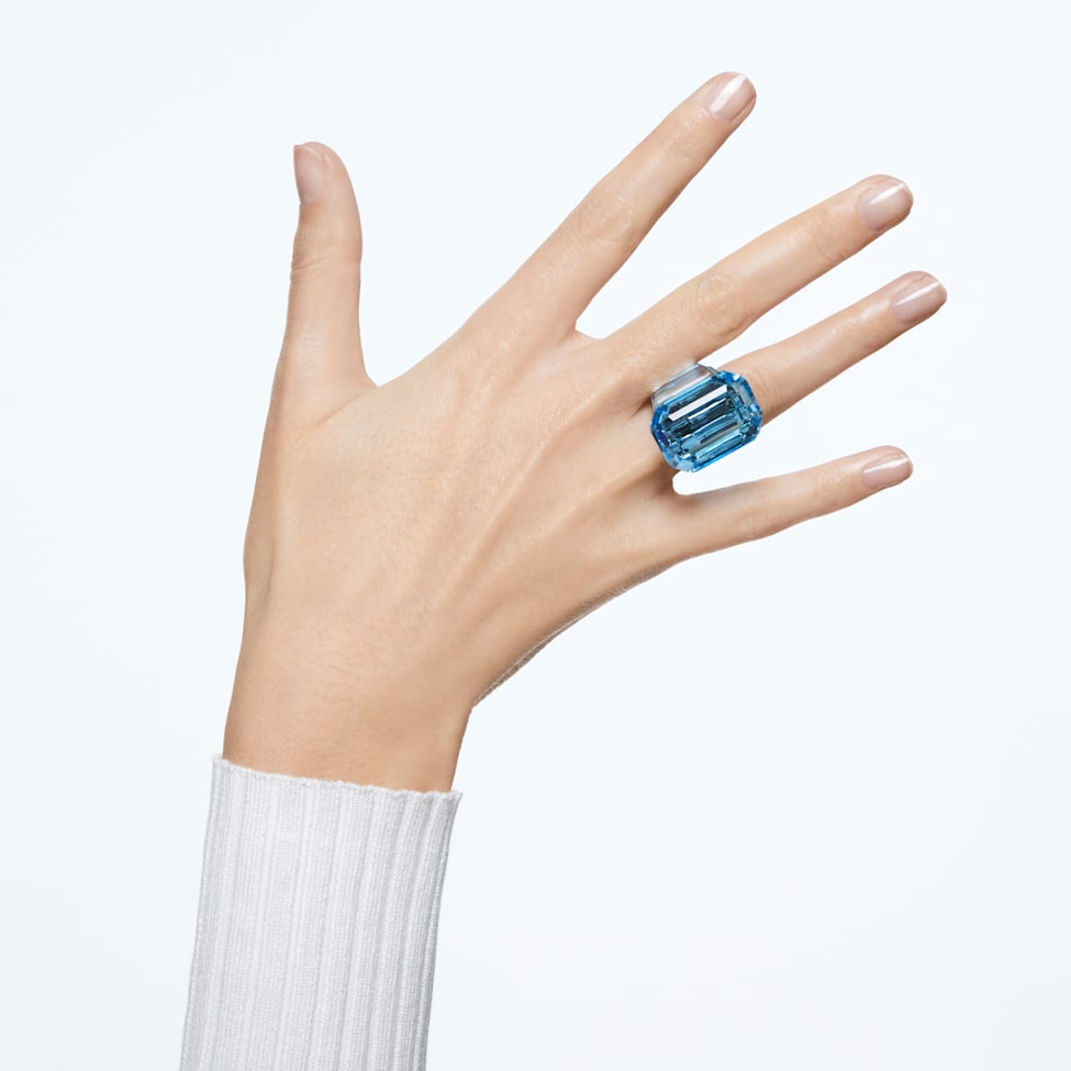 Lucent cocktail ring, Octagon cut, Blue by SWAROVSKI
